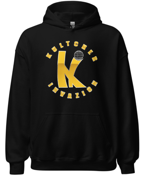 KULTCHER INVAZION Navy Blue Gold print Unisex Hoodie