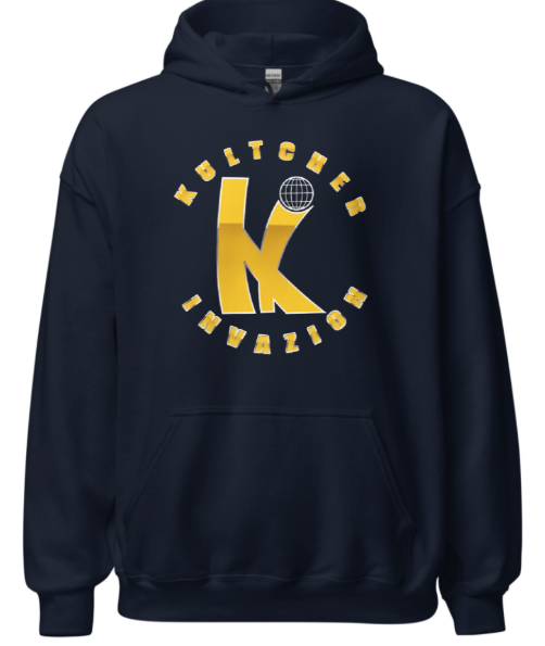 KULTCHER INVAZION Navy Blue Gold print Unisex Hoodie
